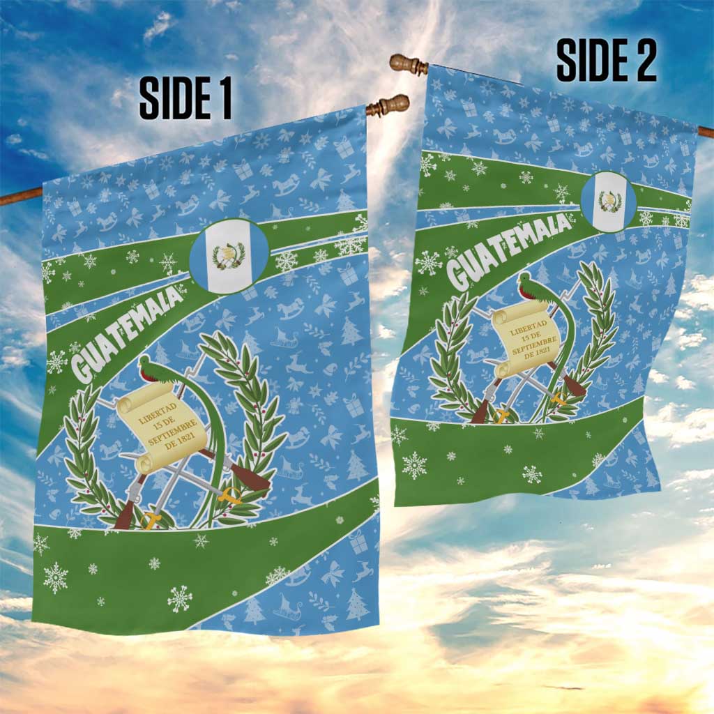 Guatemala Christmas Garden Flag with Blue Green Christmas Quetzal Bird Gift and Coat of Arms - Wonder Print Shop