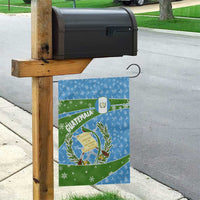Guatemala Christmas Garden Flag with Blue Green Christmas Quetzal Bird Gift and Coat of Arms - Wonder Print Shop