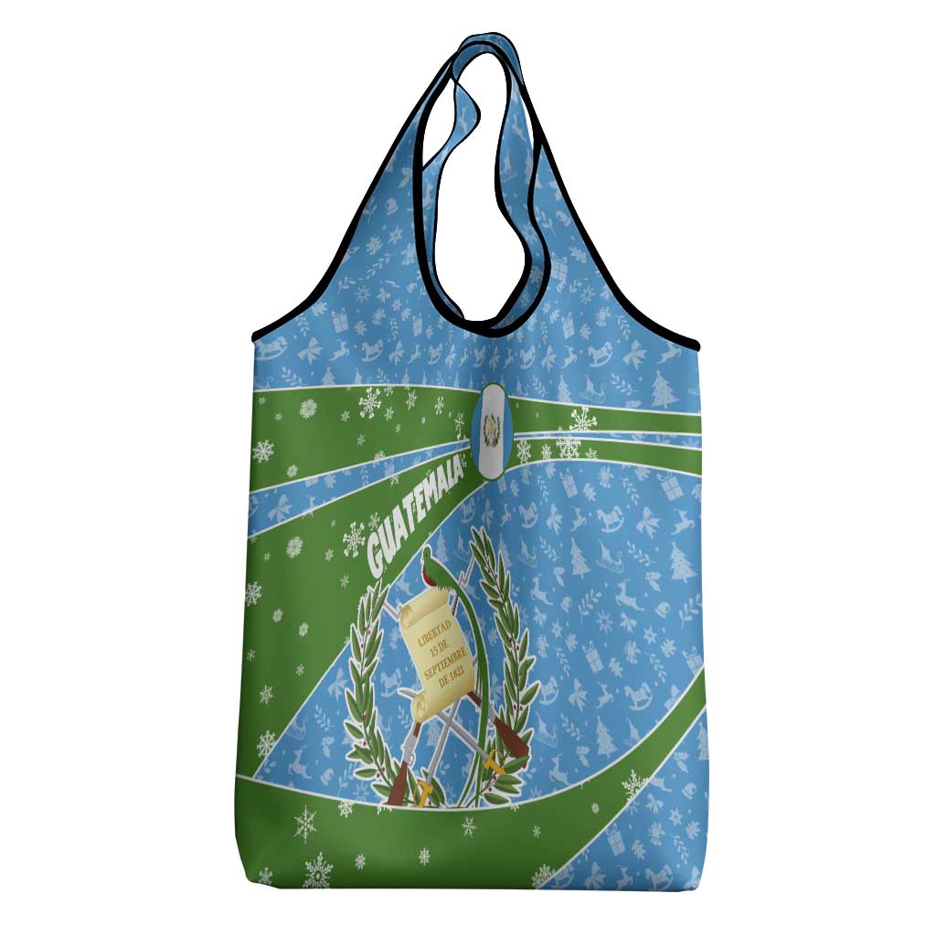 Guatemala Christmas Grocery Bag with Blue Green Christmas Quetzal Bird Gift and Coat of Arms - Wonder Print Shop