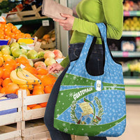 Guatemala Christmas Grocery Bag with Blue Green Christmas Quetzal Bird Gift and Coat of Arms - Wonder Print Shop