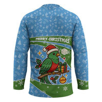 Guatemala Christmas Hockey Jersey with Blue Green Christmas Quetzal Bird Gift and Coat of Arms - Wonder Print Shop