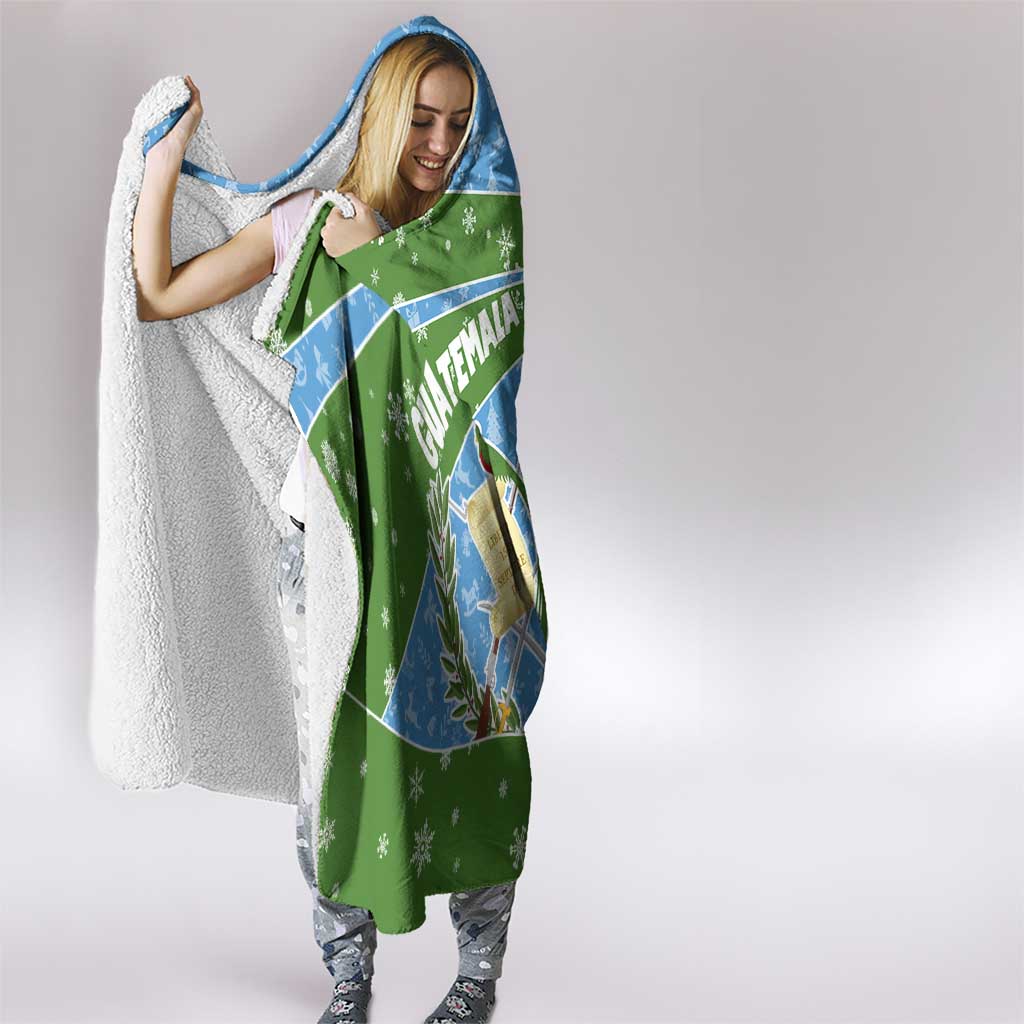 Guatemala Christmas Hooded Blanket with Blue Green Christmas Quetzal Bird Gift and Coat of Arms - Wonder Print Shop