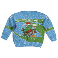 Guatemala Christmas Kid Ugly Christmas Sweater with Blue Green Christmas Quetzal Bird Gift and Coat of Arms - Wonder Print Shop