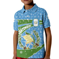 Guatemala Christmas Kid Polo Shirt with Blue Green Christmas Quetzal Bird Gift and Coat of Arms - Wonder Print Shop