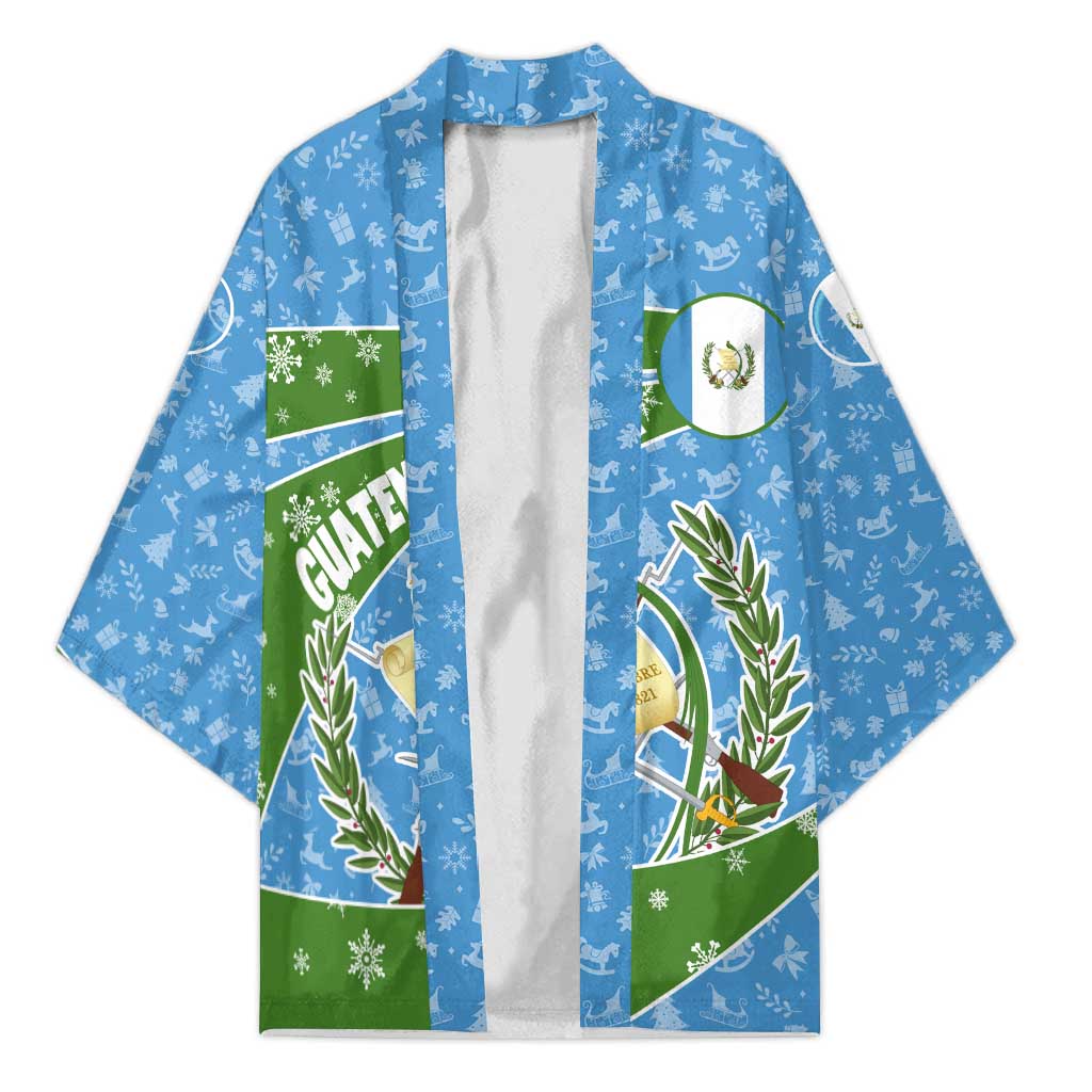 Guatemala Christmas Kimono with Blue Green Christmas Quetzal Bird Gift and Coat of Arms - Wonder Print Shop