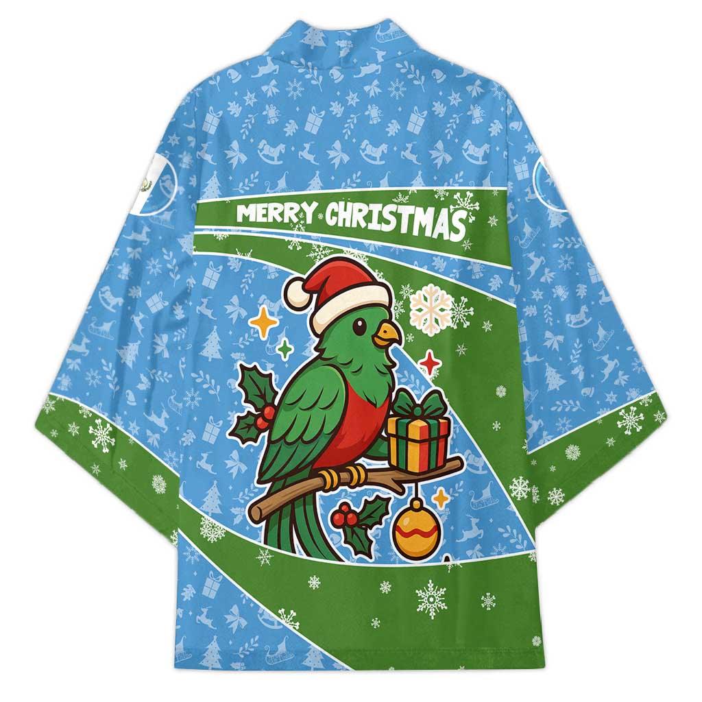Guatemala Christmas Kimono with Blue Green Christmas Quetzal Bird Gift and Coat of Arms - Wonder Print Shop