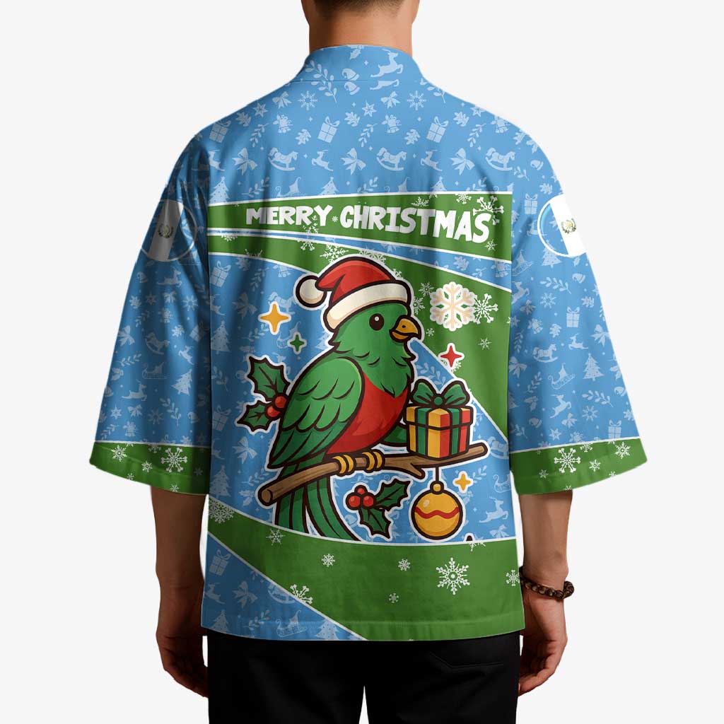 Guatemala Christmas Kimono with Blue Green Christmas Quetzal Bird Gift and Coat of Arms - Wonder Print Shop