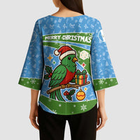 Guatemala Christmas Kimono Sleeve Blouse with Blue Green Christmas Quetzal Bird Gift and Coat of Arms - Wonder Print Shop