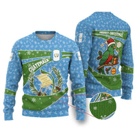 Guatemala Christmas Ugly Christmas Sweater with Blue Green Christmas Quetzal Bird Gift and Coat of Arms - Wonder Print Shop