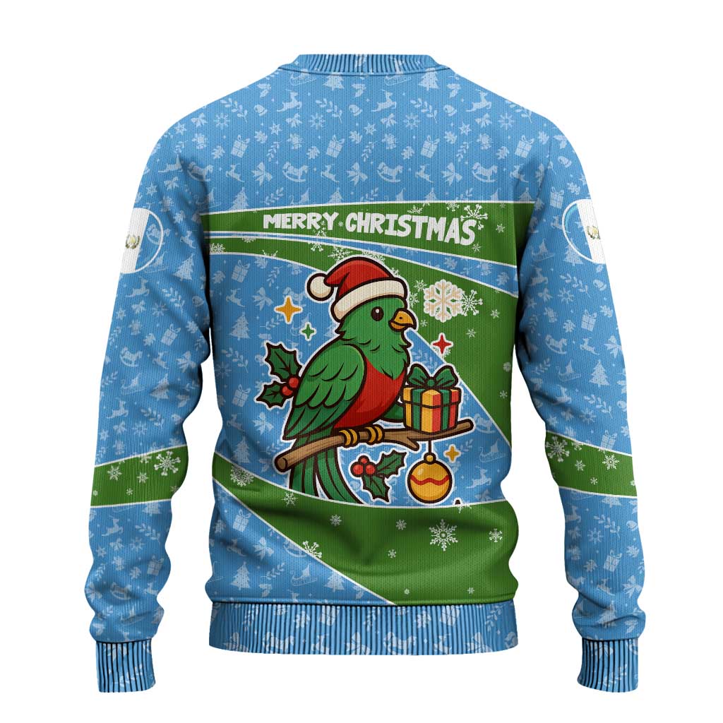 Guatemala Christmas Ugly Christmas Sweater with Blue Green Christmas Quetzal Bird Gift and Coat of Arms - Wonder Print Shop