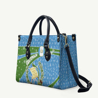 Guatemala Christmas Leather Bag with Blue Green Christmas Quetzal Bird Gift and Coat of Arms - Wonder Print Shop