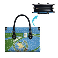 Guatemala Christmas Leather Bag with Blue Green Christmas Quetzal Bird Gift and Coat of Arms - Wonder Print Shop