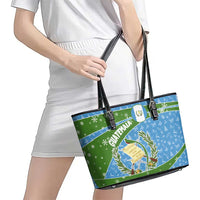 Guatemala Christmas Leather Tote Bag with Blue Green Christmas Quetzal Bird Gift and Coat of Arms - Wonder Print Shop