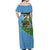 Guatemala Christmas Off Shoulder Maxi Dress with Blue Green Christmas Quetzal Bird Gift and Coat of Arms - Wonder Print Shop