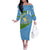 Guatemala Christmas Off The Shoulder Long Sleeve Dress with Blue Green Christmas Quetzal Bird Gift and Coat of Arms - Wonder Print Shop