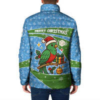 Guatemala Christmas Padded Jacket with Blue Green Christmas Quetzal Bird Gift and Coat of Arms - Wonder Print Shop