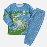 Guatemala Christmas Pajama Set with Blue Green Christmas Quetzal Bird Gift and Coat of Arms - Wonder Print Shop