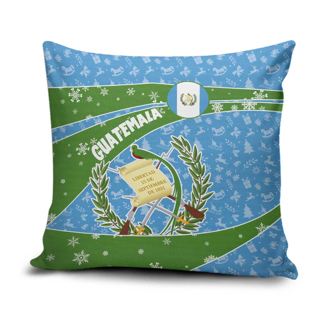 Guatemala Christmas Pillow Cover with Blue Green Christmas Quetzal Bird Gift and Coat of Arms - Wonder Print Shop