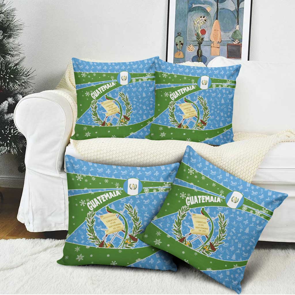 Guatemala Christmas Pillow Cover with Blue Green Christmas Quetzal Bird Gift and Coat of Arms - Wonder Print Shop