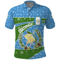 Guatemala Christmas Polo Shirt with Blue Green Christmas Quetzal Bird Gift and Coat of Arms - Wonder Print Shop