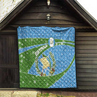 Guatemala Christmas Quilt with Blue Green Christmas Quetzal Bird Gift and Coat of Arms - Wonder Print Shop