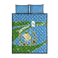 Guatemala Christmas Quilt Bed Set with Blue Green Christmas Quetzal Bird Gift and Coat of Arms - Wonder Print Shop