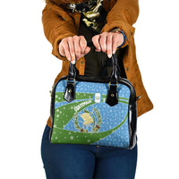 Guatemala Christmas Shoulder Handbag with Blue Green Christmas Quetzal Bird Gift and Coat of Arms - Wonder Print Shop