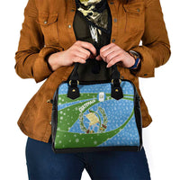 Guatemala Christmas Shoulder Handbag with Blue Green Christmas Quetzal Bird Gift and Coat of Arms - Wonder Print Shop