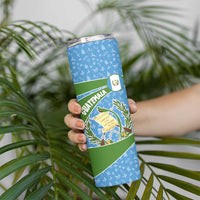 Guatemala Christmas Skinny Tumbler with Blue Green Christmas Quetzal Bird Gift and Coat of Arms - Wonder Print Shop