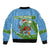 Guatemala Christmas Sleeve Zip Bomber Jacket with Blue Green Christmas Quetzal Bird Gift and Coat of Arms - Wonder Print Shop