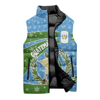 Guatemala Christmas Sleeveless Puffer Jacket with Blue Green Christmas Quetzal Bird Gift and Coat of Arms - Wonder Print Shop