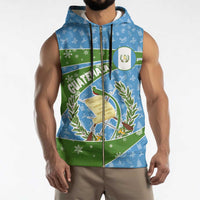 Guatemala Christmas Sleeveless Zip Hoodie with Blue Green Christmas Quetzal Bird Gift and Coat of Arms - Wonder Print Shop