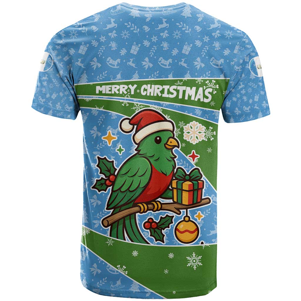 Guatemala Christmas T Shirt with Blue Green Christmas Quetzal Bird Gift and Coat of Arms - Wonder Print Shop