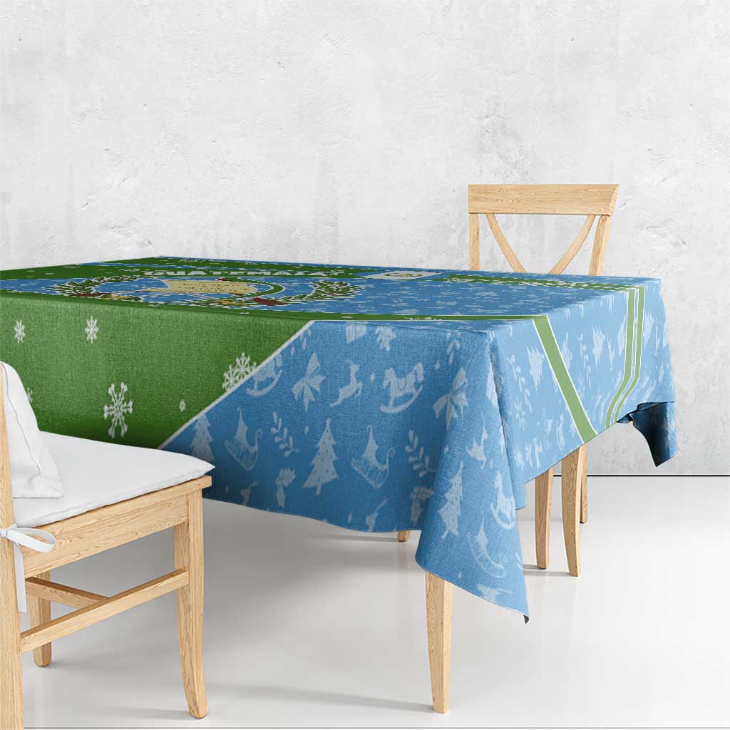 Guatemala Christmas Tablecloth with Blue Green Christmas Quetzal Bird Gift and Coat of Arms - Wonder Print Shop