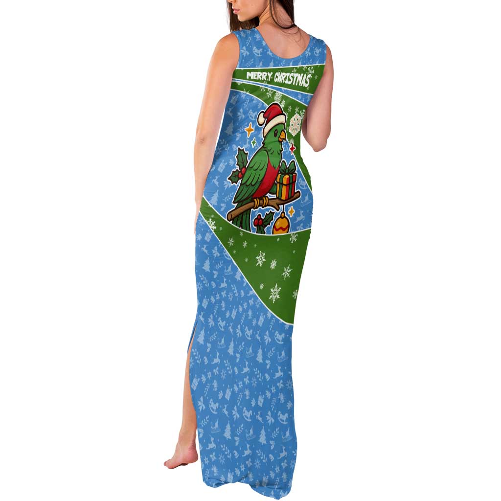 Guatemala Christmas Tank Maxi Dress with Blue Green Christmas Quetzal Bird Gift and Coat of Arms - Wonder Print Shop