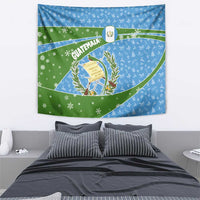 Guatemala Christmas Tapestry with Blue Green Christmas Quetzal Bird Gift and Coat of Arms - Wonder Print Shop