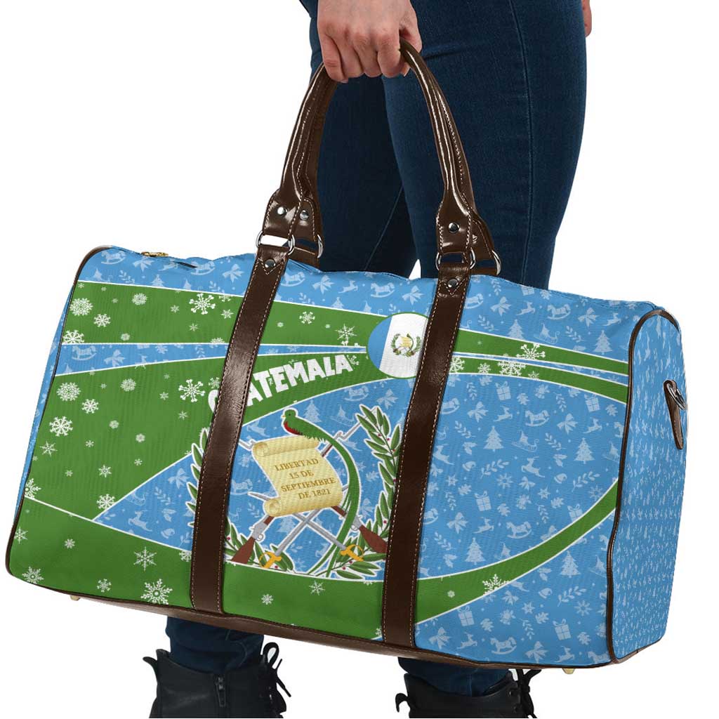 Guatemala Christmas Travel Bag with Blue Green Christmas Quetzal Bird Gift and Coat of Arms - Wonder Print Shop
