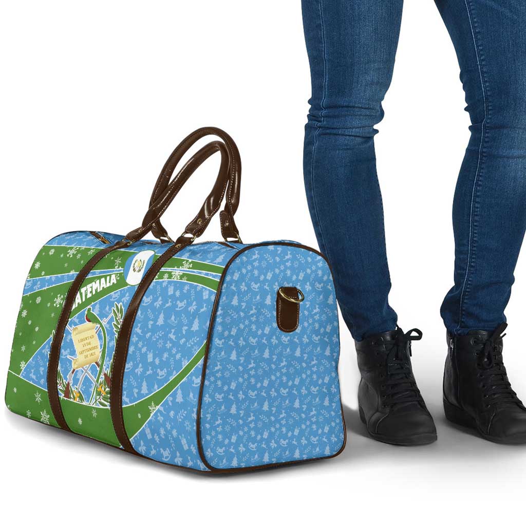 Guatemala Christmas Travel Bag with Blue Green Christmas Quetzal Bird Gift and Coat of Arms - Wonder Print Shop