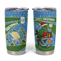 Guatemala Christmas Tumbler Cup with Blue Green Christmas Quetzal Bird Gift and Coat of Arms - Wonder Print Shop