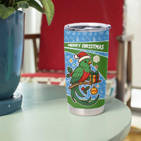 Guatemala Christmas Tumbler Cup with Blue Green Christmas Quetzal Bird Gift and Coat of Arms - Wonder Print Shop