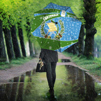 Guatemala Christmas Umbrella with Blue Green Christmas Quetzal Bird Gift and Coat of Arms - Wonder Print Shop