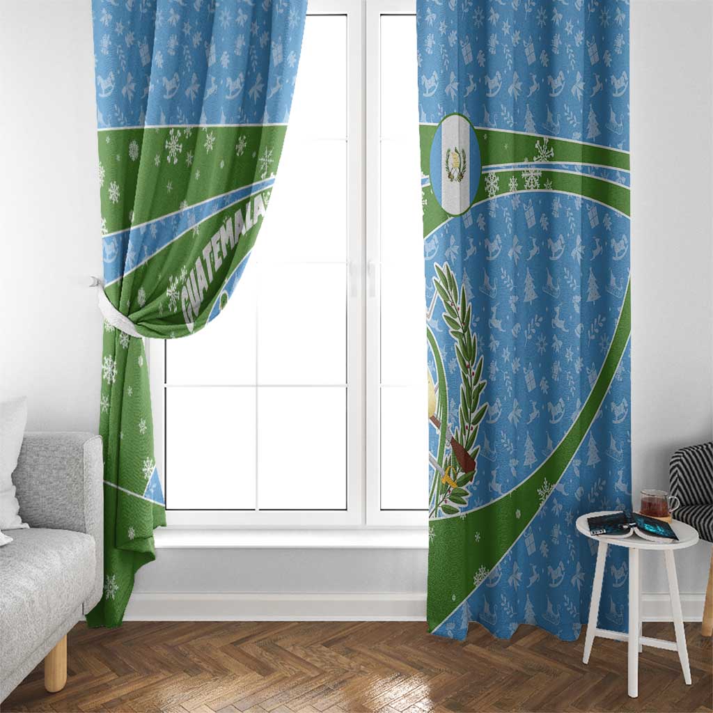 Guatemala Christmas Window Curtain with Blue Green Christmas Quetzal Bird Gift and Coat of Arms - Wonder Print Shop