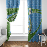 Guatemala Christmas Window Curtain with Blue Green Christmas Quetzal Bird Gift and Coat of Arms - Wonder Print Shop