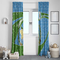 Guatemala Christmas Window Curtain with Blue Green Christmas Quetzal Bird Gift and Coat of Arms - Wonder Print Shop