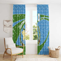 Guatemala Christmas Window Curtain with Blue Green Christmas Quetzal Bird Gift and Coat of Arms - Wonder Print Shop
