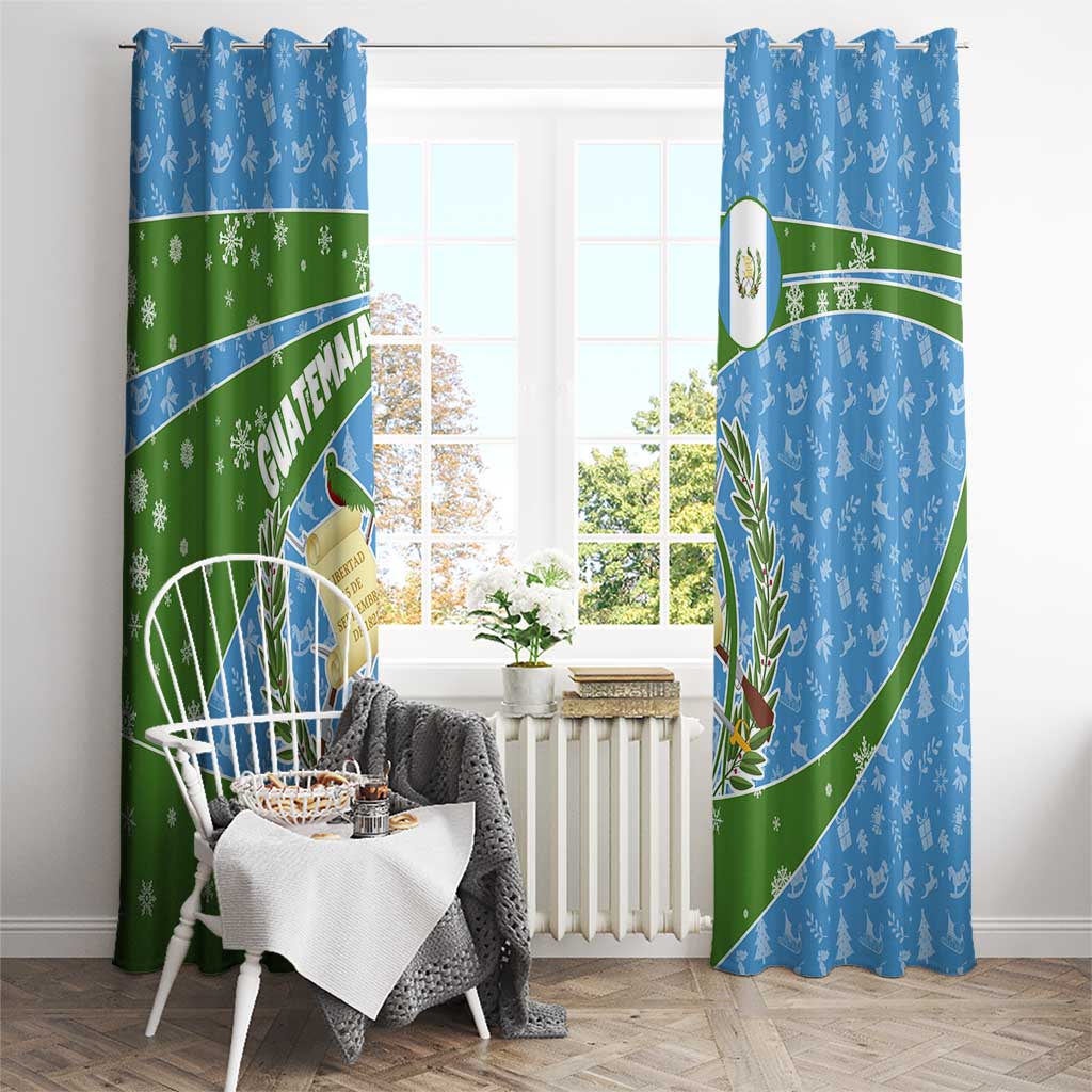Guatemala Christmas Window Curtain with Blue Green Christmas Quetzal Bird Gift and Coat of Arms - Wonder Print Shop