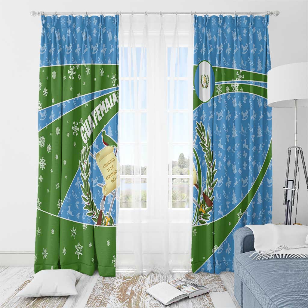 Guatemala Christmas Window Curtain with Blue Green Christmas Quetzal Bird Gift and Coat of Arms - Wonder Print Shop