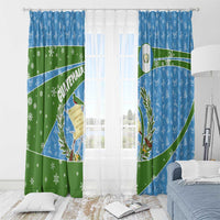 Guatemala Christmas Window Curtain with Blue Green Christmas Quetzal Bird Gift and Coat of Arms - Wonder Print Shop