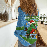 Guatemala Christmas Women Casual Shirt with Blue Green Christmas Quetzal Bird Gift and Coat of Arms - Wonder Print Shop