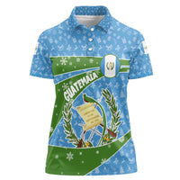 Guatemala Christmas Women Polo Shirt with Blue Green Christmas Quetzal Bird Gift and Coat of Arms - Wonder Print Shop